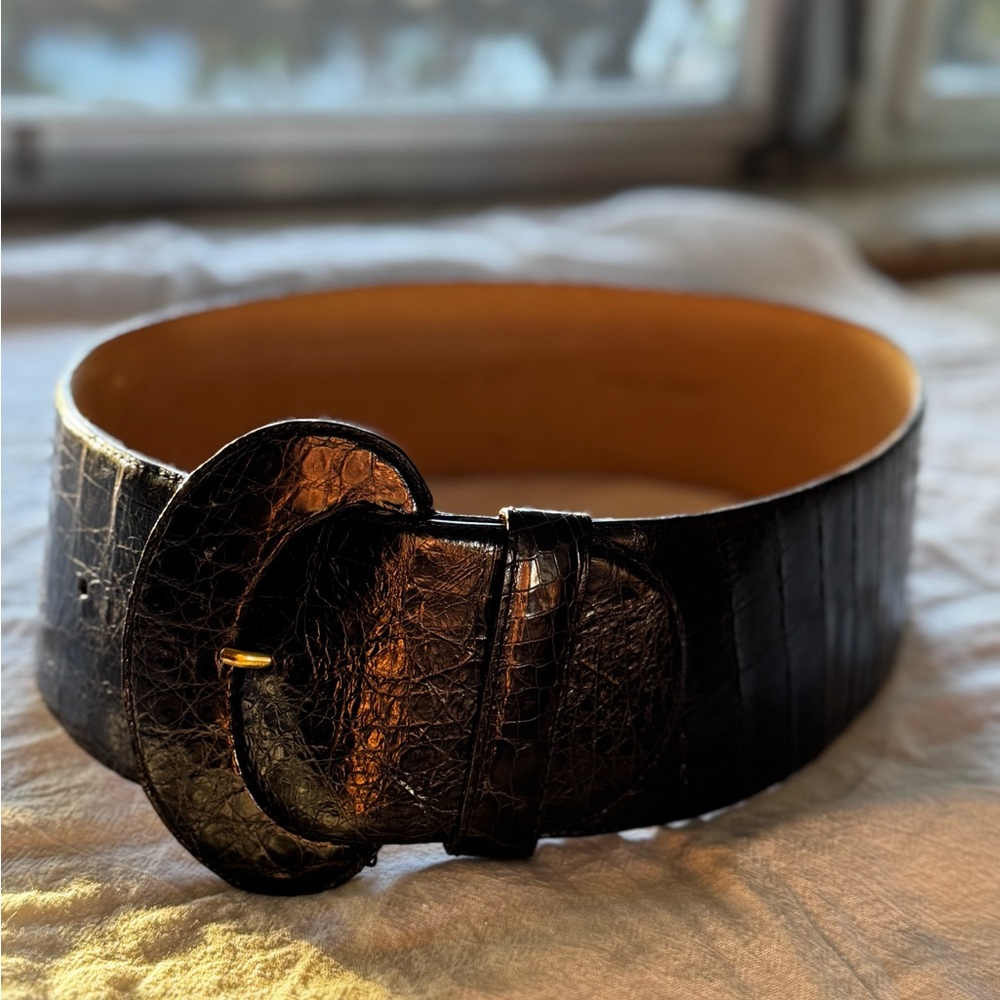 Nancy Gonzalez Elegant Black Crocodile Belt